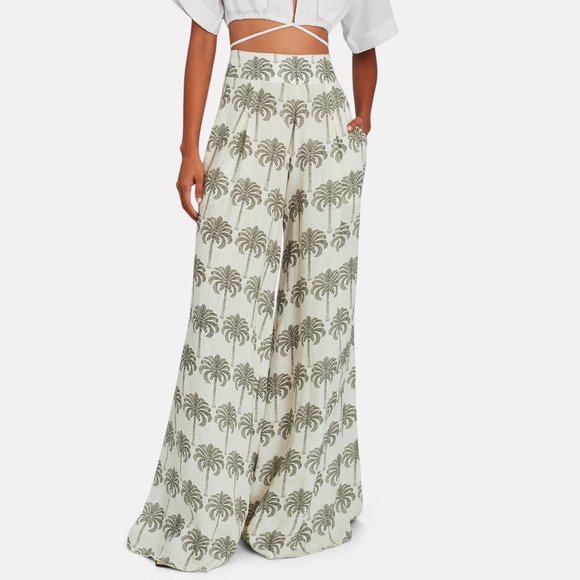 Agua by Agua Bendita Pants - Agua by Agua Bendita Azahar Cocora Print Linen Wide Leg Pants Size XS $375